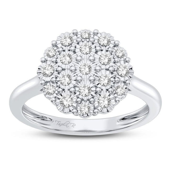 Chic 10k White Gold Lab Diamond Fashion Ring for Her