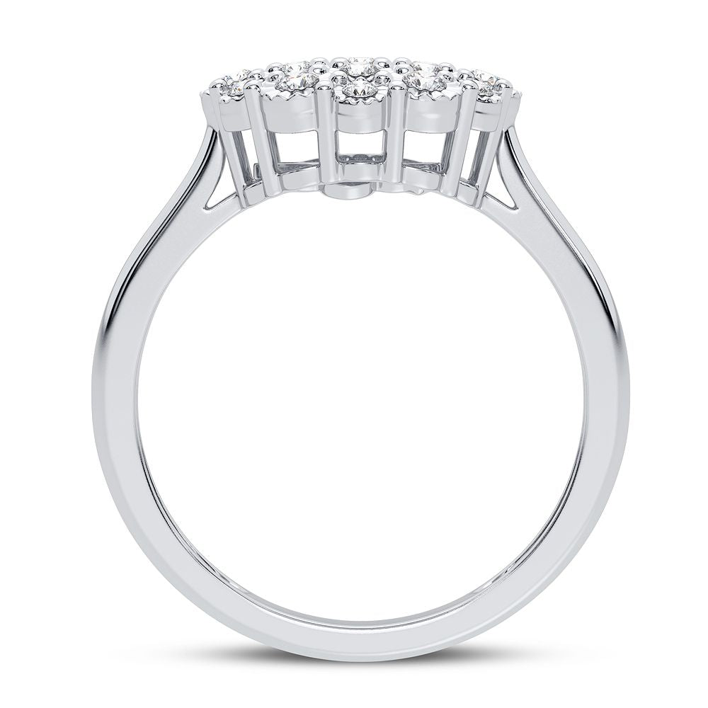 Chic 10k White Gold Lab Diamond Fashion Ring for Her