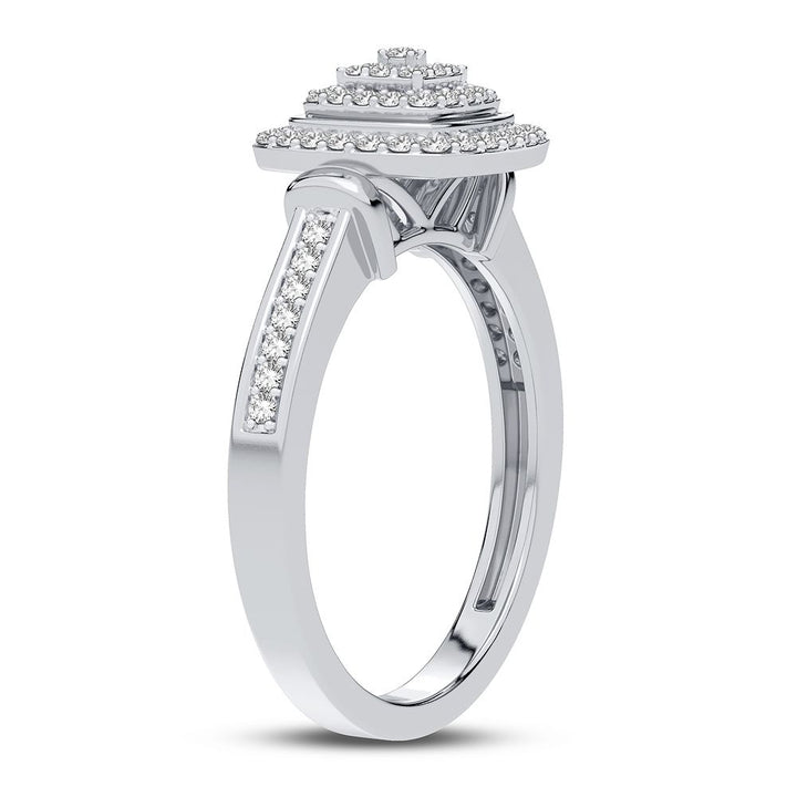 Chic 10k White Gold Lab Diamond Fashion Ring for Women