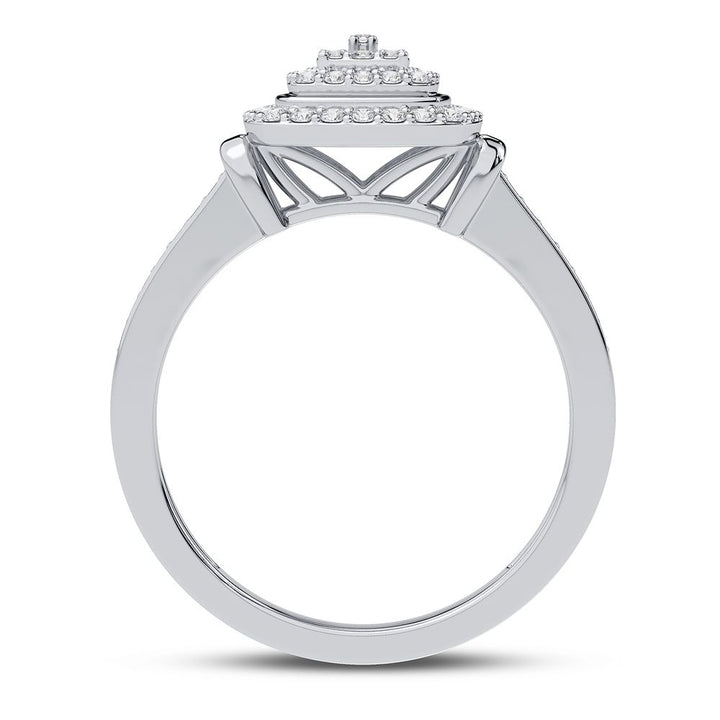 Chic 10k White Gold Lab Diamond Fashion Ring for Women
