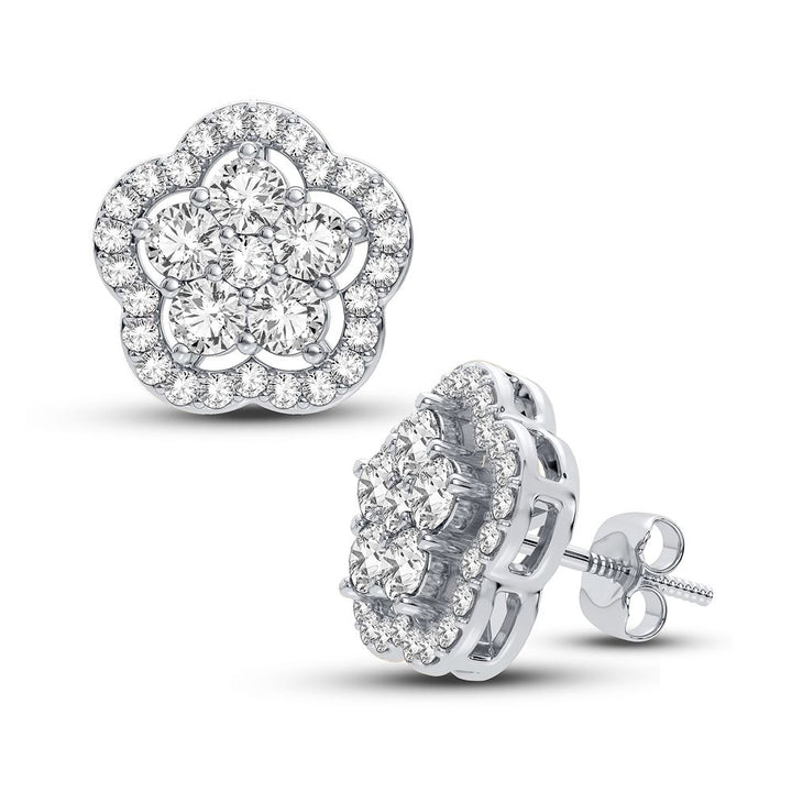 Sparkling 1CT Lab Diamond Earrings in 14k White Gold