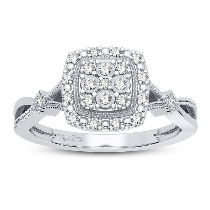 Chic 10k White Gold 0.13CT Lab Diamond Womens Fashion Ring