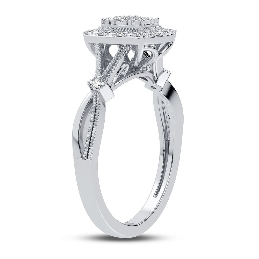 Chic 10k White Gold 0.13CT Lab Diamond Womens Fashion Ring