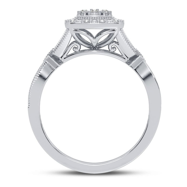 Chic 10k White Gold 0.13CT Lab Diamond Womens Fashion Ring