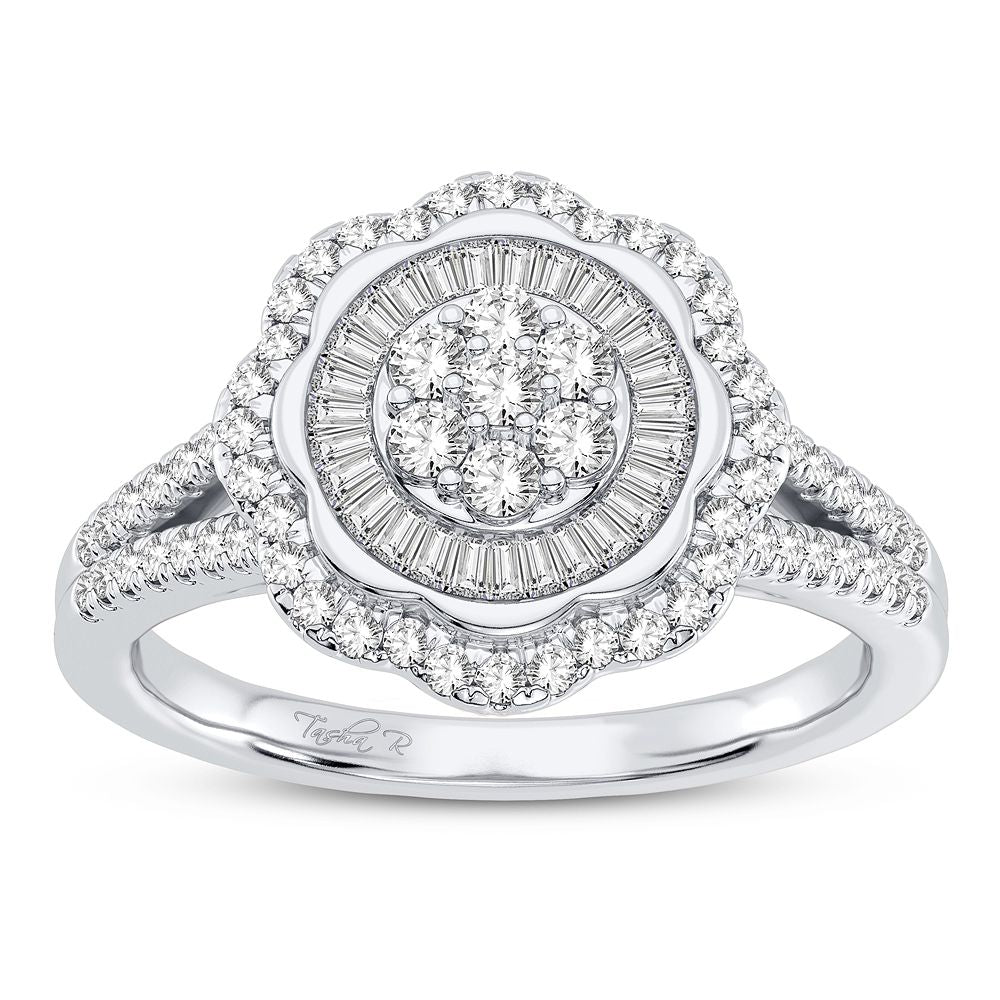 Chic 10k White Gold 0.50CT Lab Diamond Fashion Ring for Her