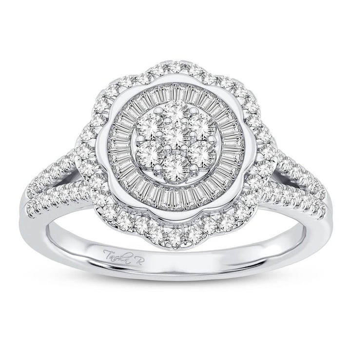 Chic 10k White Gold 0.50CT Lab Diamond Fashion Ring for Her
