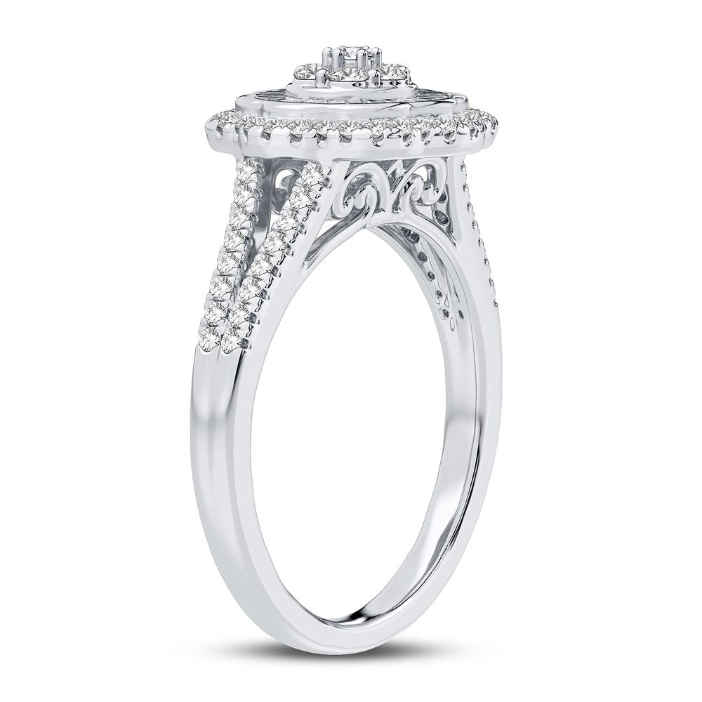 Chic 10k White Gold 0.50CT Lab Diamond Fashion Ring for Her