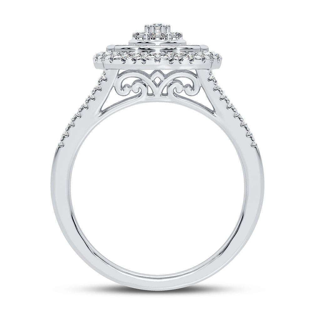 Chic 10k White Gold 0.50CT Lab Diamond Fashion Ring for Her