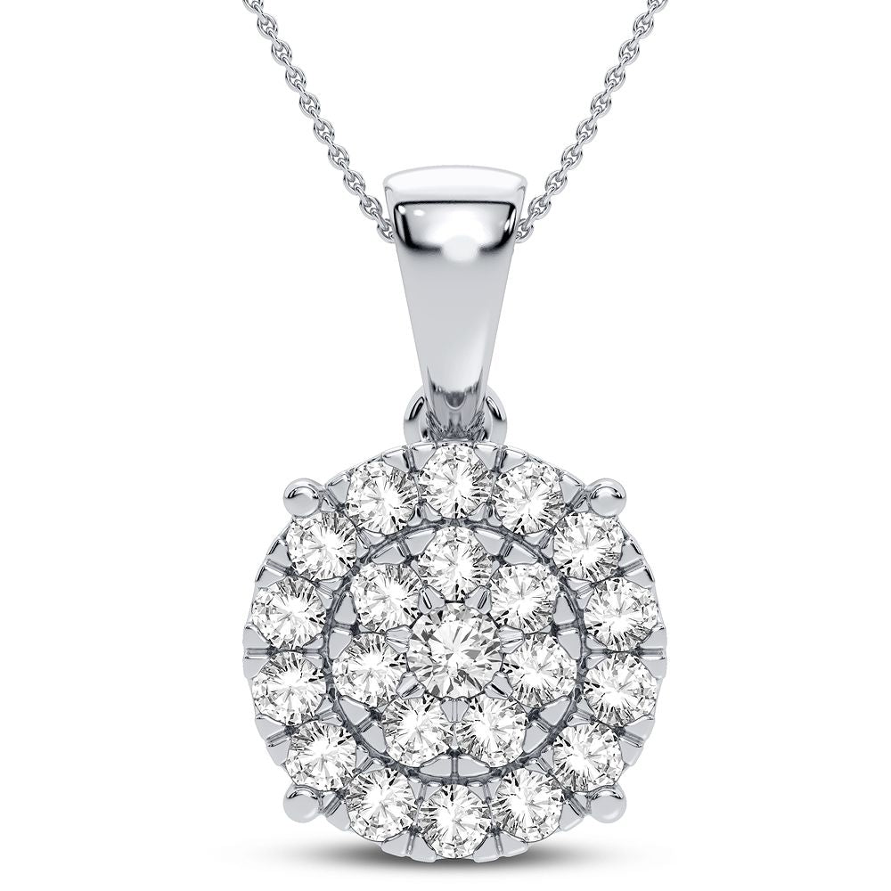 Luminous 14k White Gold 2CT Lab Diamond Pendant Necklace