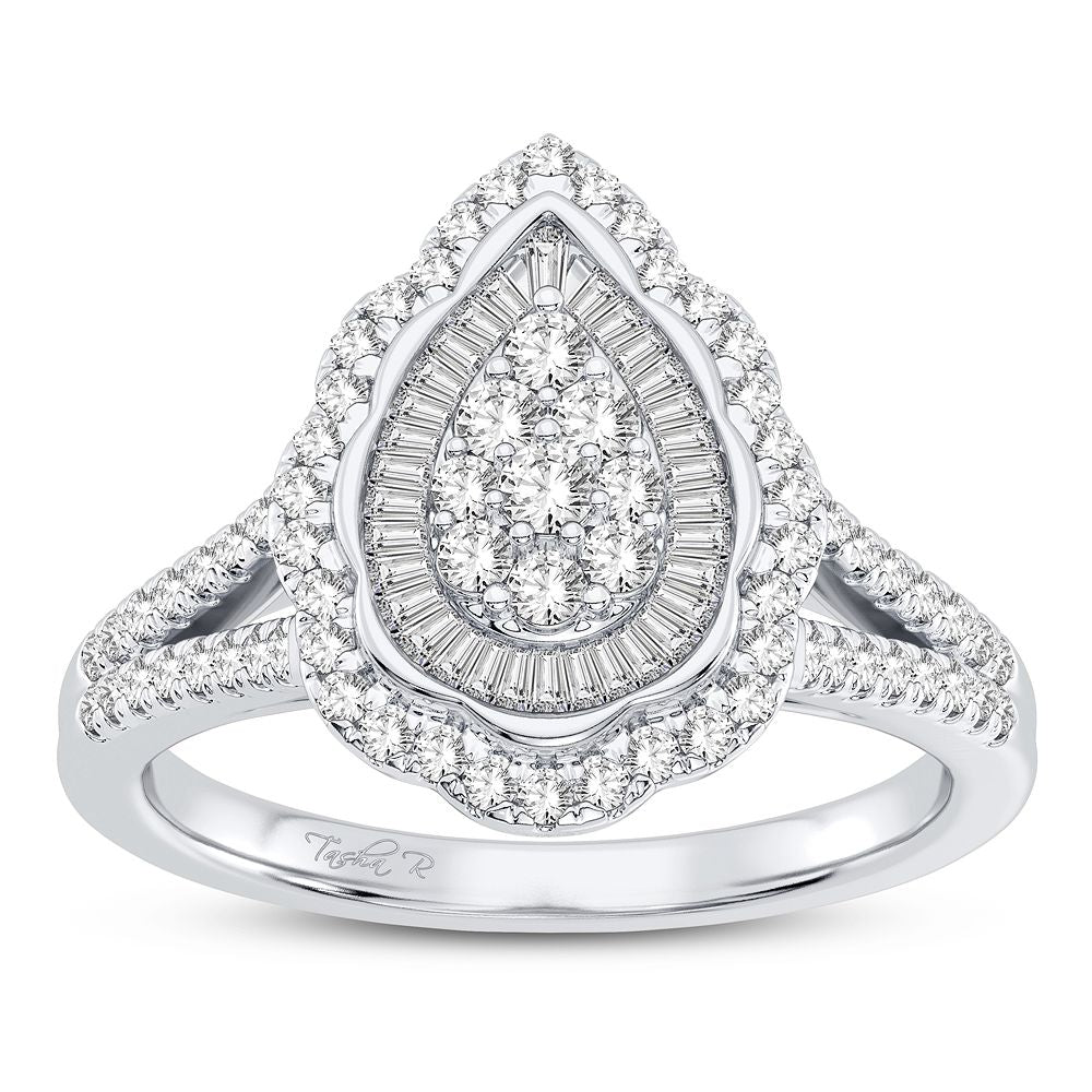 Sparkling 10k White Gold Lab Diamond Womens Fashion Ring 0.50CT