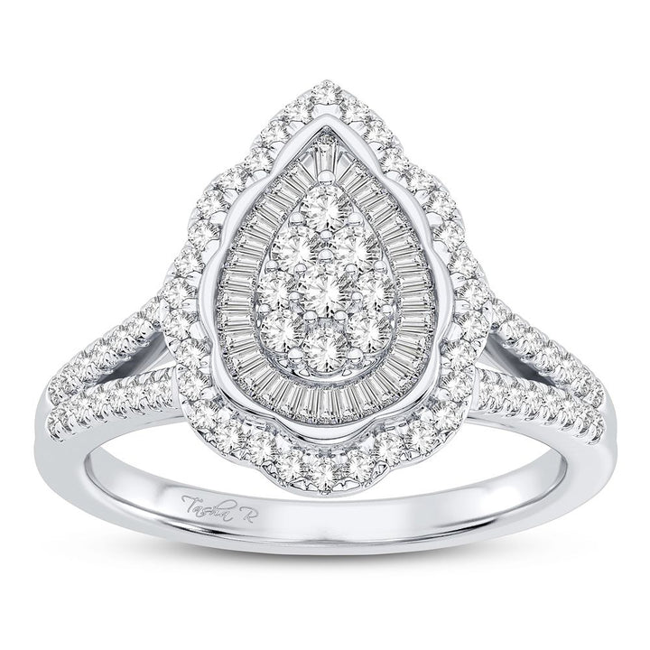 Sparkling 10k White Gold Lab Diamond Womens Fashion Ring 0.50CT