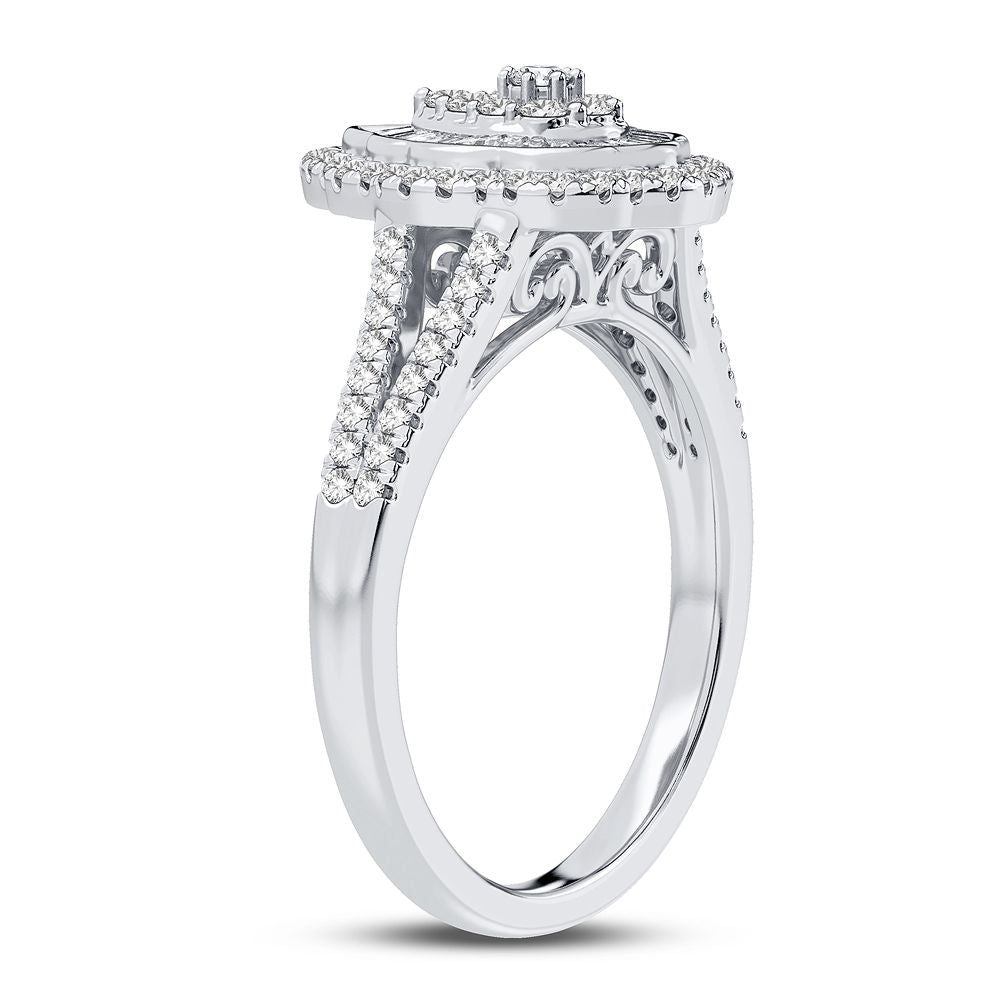 Sparkling 10k White Gold Lab Diamond Womens Fashion Ring 0.50CT