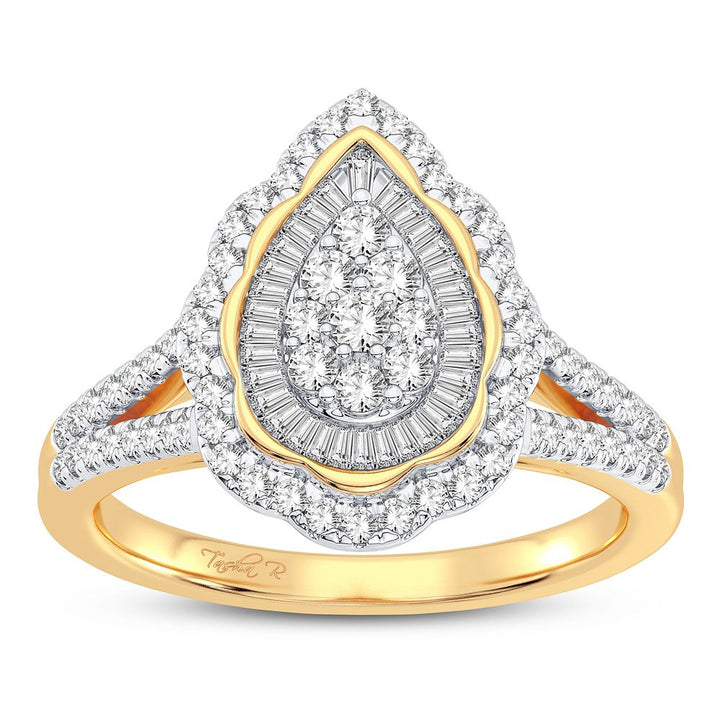 Chic 10k Gold 0.50CT Lab Diamond Womens Fashion Ring