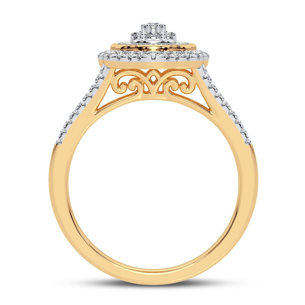 Chic 10k Gold 0.50CT Lab Diamond Womens Fashion Ring