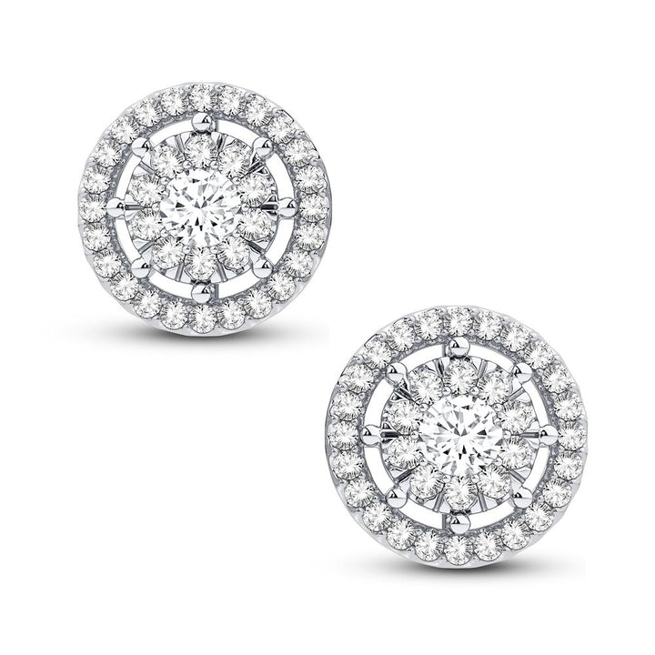 14k White Gold Lab Diamond Stud Earrings - Chic Sparkle