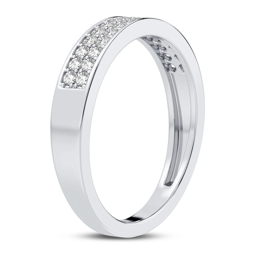 Chic 10k White Gold 0.25CT Lab Diamond Fashion Band Ring