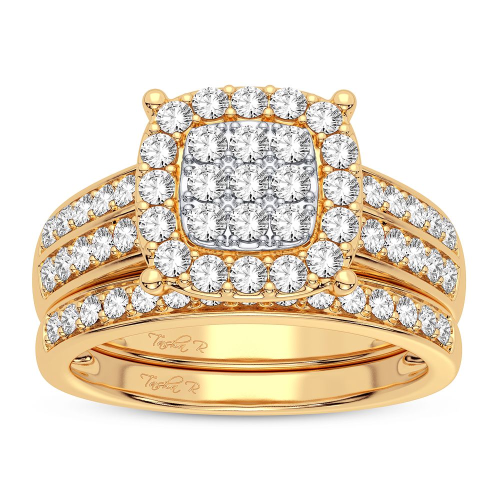 Sparkling Lab Diamond Bridal Ring in 10k Yellow Gold
