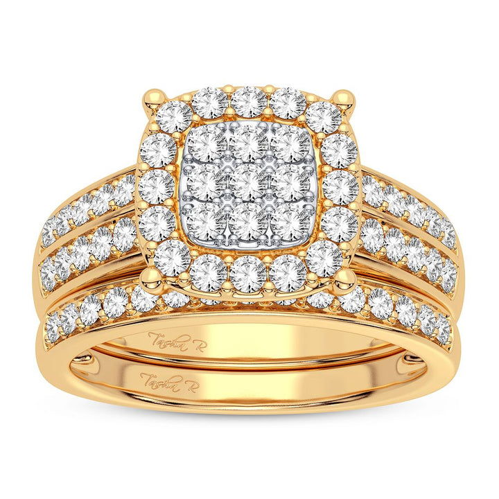 Sparkling Lab Diamond Bridal Ring in 10k Yellow Gold