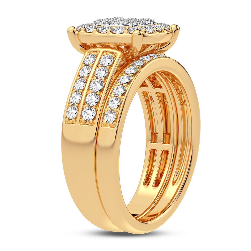 Sparkling Lab Diamond Bridal Ring in 10k Yellow Gold