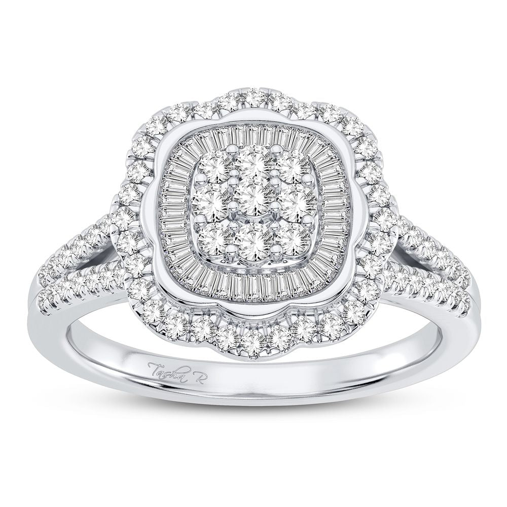 Chic 10k White Gold 0.50CT Lab Diamond Womens Fashion Ring
