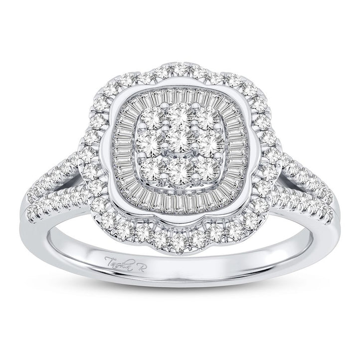 Chic 10k White Gold 0.50CT Lab Diamond Womens Fashion Ring