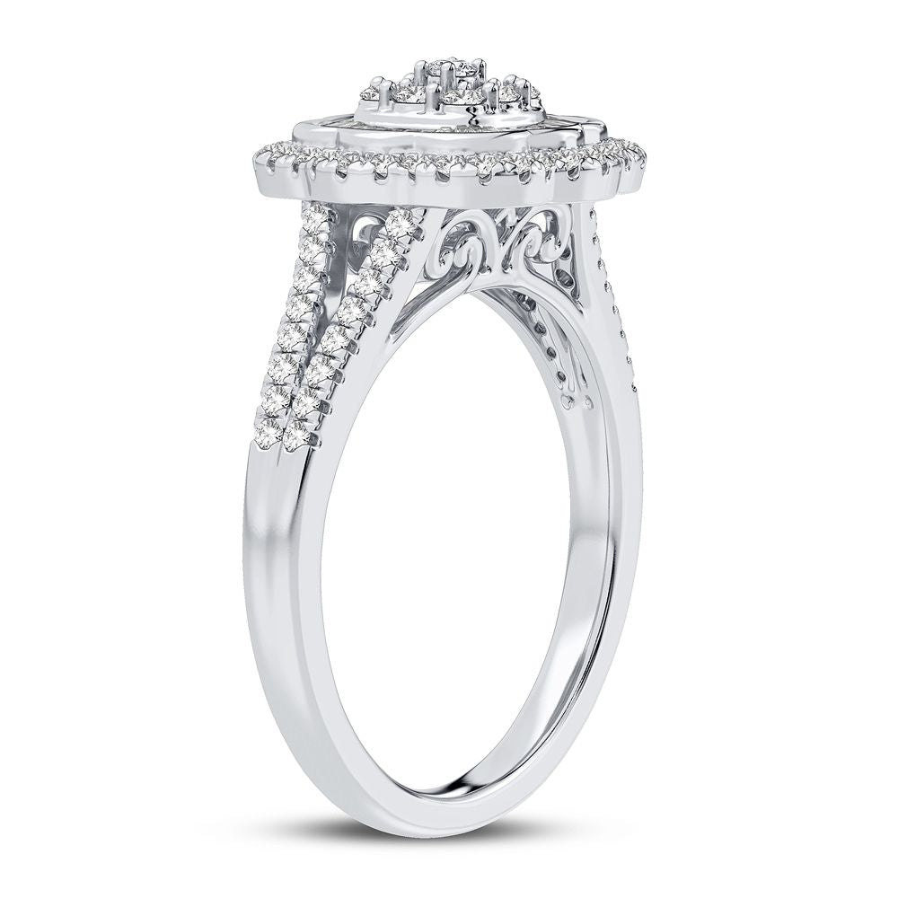 Chic 10k White Gold 0.50CT Lab Diamond Womens Fashion Ring