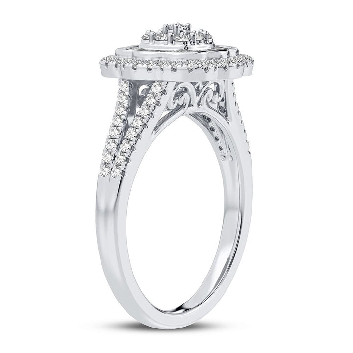 Chic 10k White Gold 0.50CT Lab Diamond Womens Fashion Ring