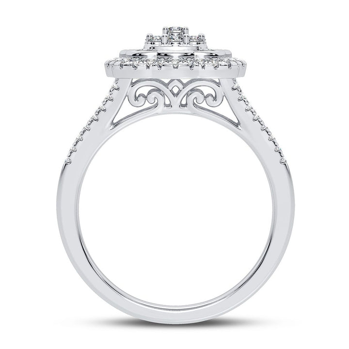Chic 10k White Gold 0.50CT Lab Diamond Womens Fashion Ring
