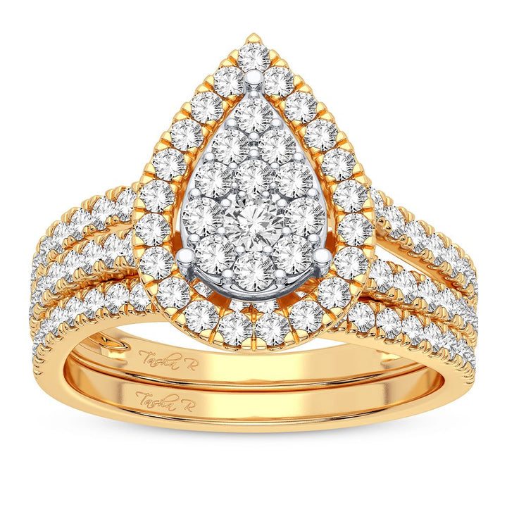 10k Yellow Gold 1CT Lab Diamond Bridal Ring for Her