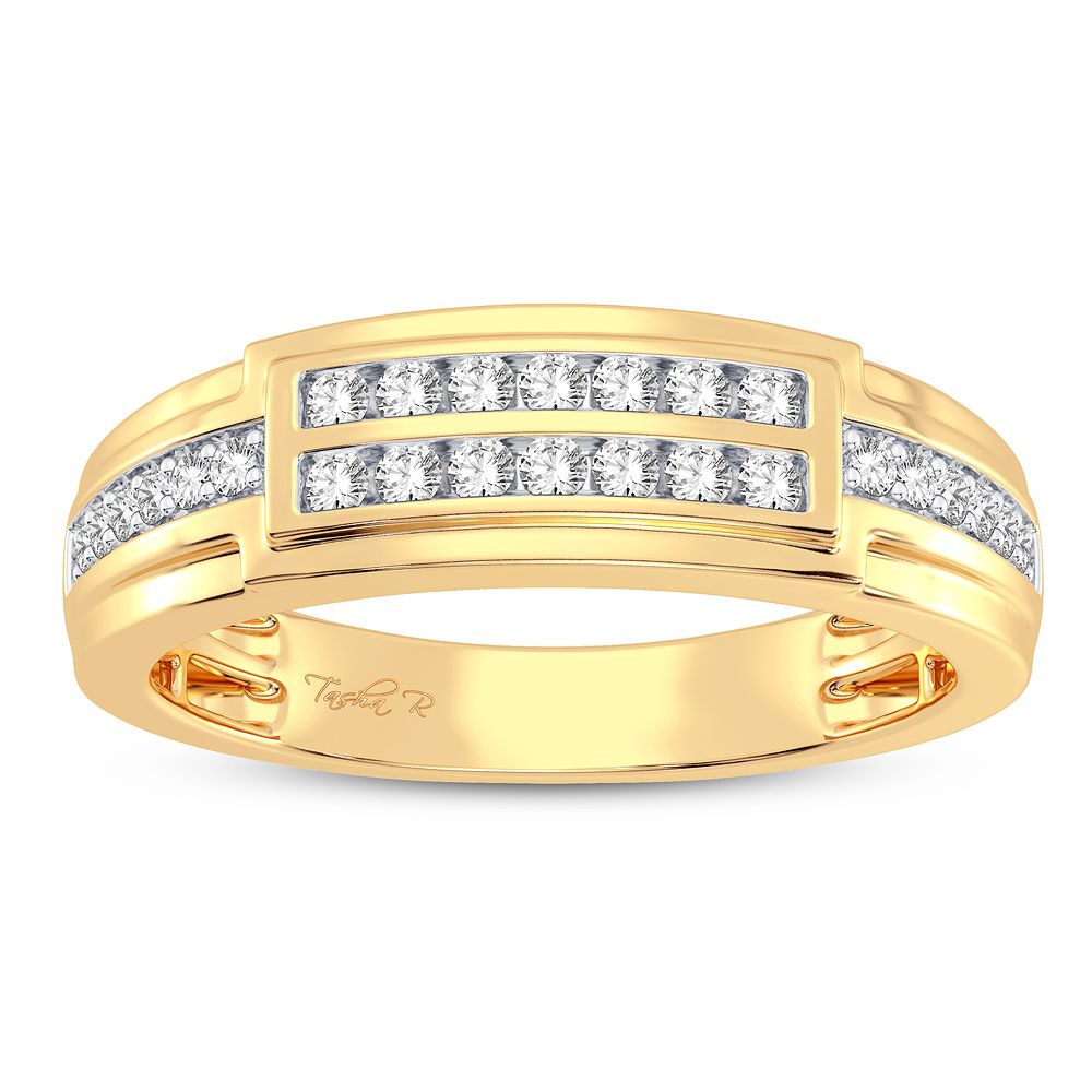 10K Yellow Gold Mens Lab Diamond Statement Ring