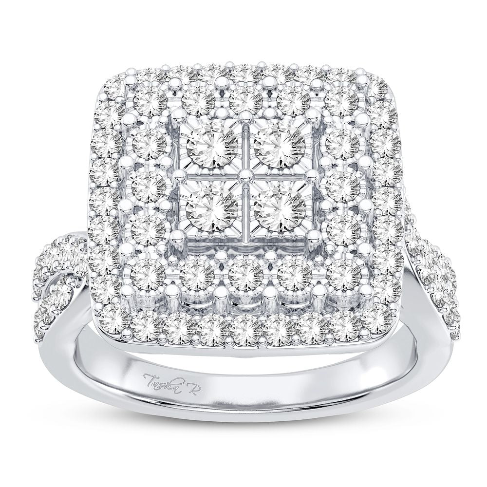 Chic 10k White Gold 1CT Lab Diamond Womens Fashion Ring