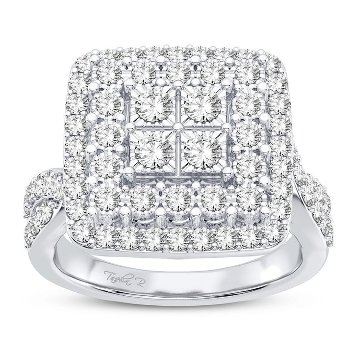 Chic 10k White Gold 1CT Lab Diamond Womens Fashion Ring