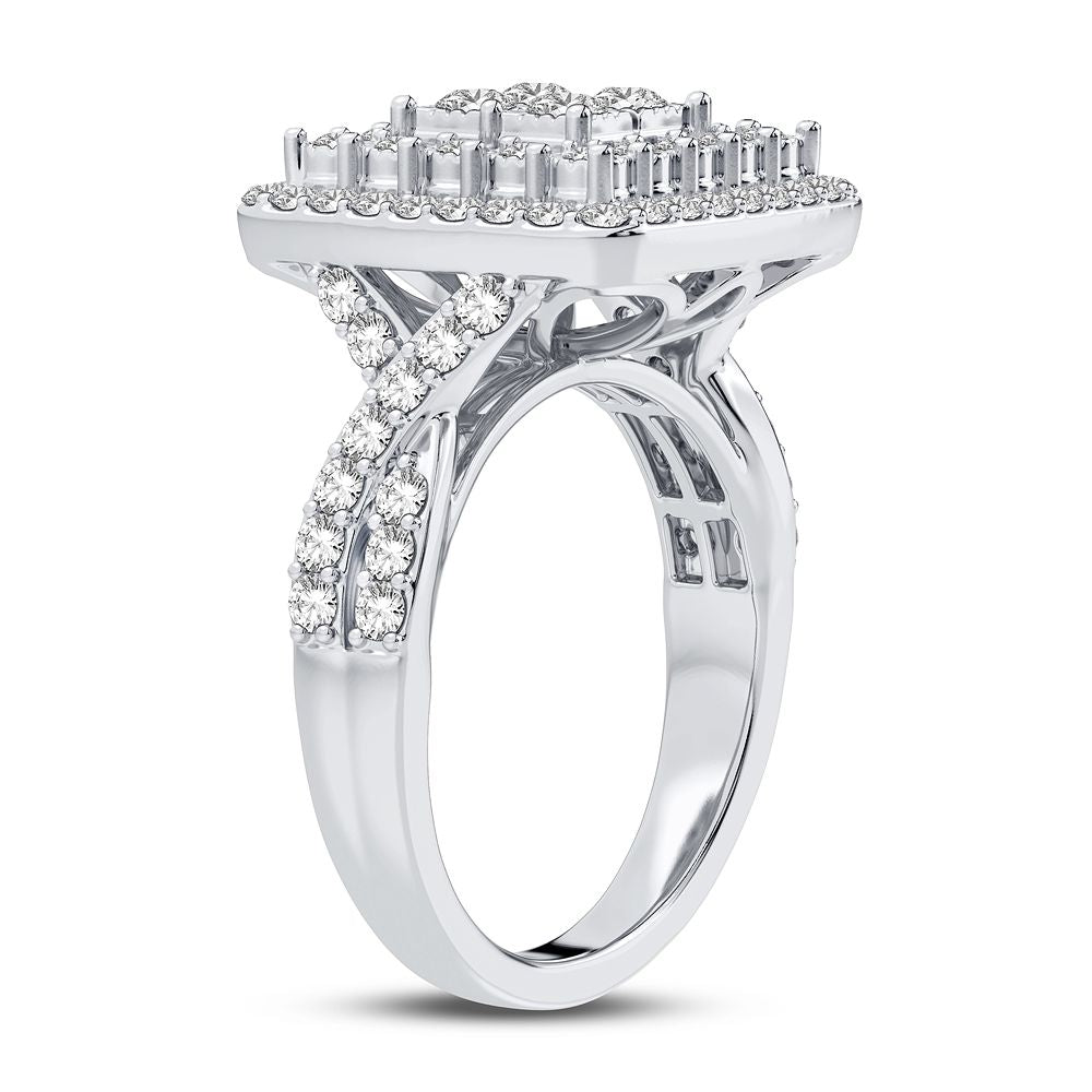 Chic 10k White Gold 1CT Lab Diamond Womens Fashion Ring