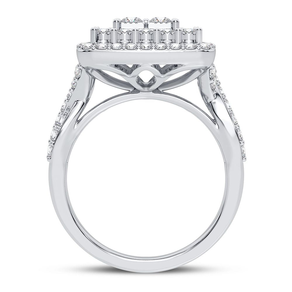 Chic 10k White Gold 1CT Lab Diamond Womens Fashion Ring