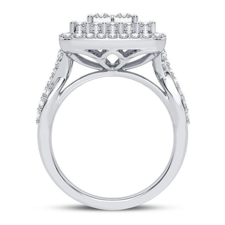 Chic 10k White Gold 1CT Lab Diamond Womens Fashion Ring