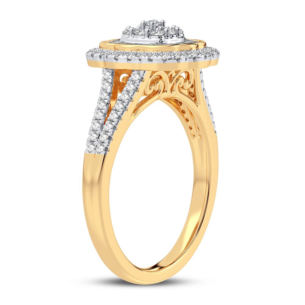 10k Yellow Gold Lab Diamond Womens Fashion Ring - 0.50CT