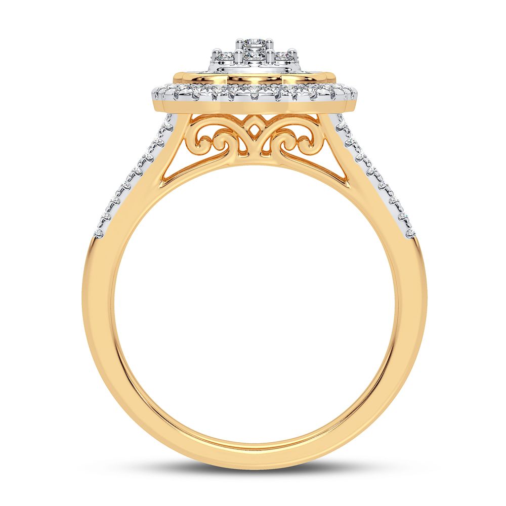 10k Yellow Gold Lab Diamond Womens Fashion Ring - 0.50CT