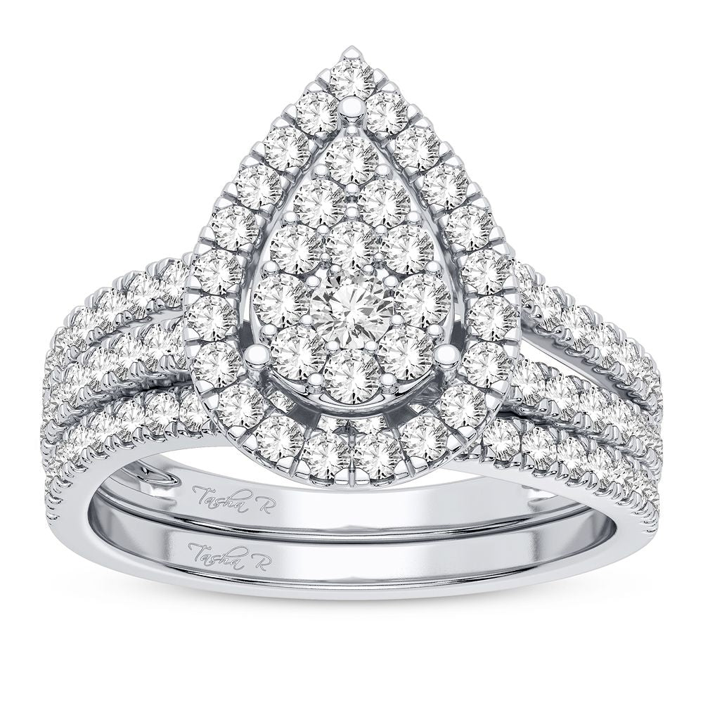 10k White Gold 1CT Lab Diamond Bridal Ring for Her