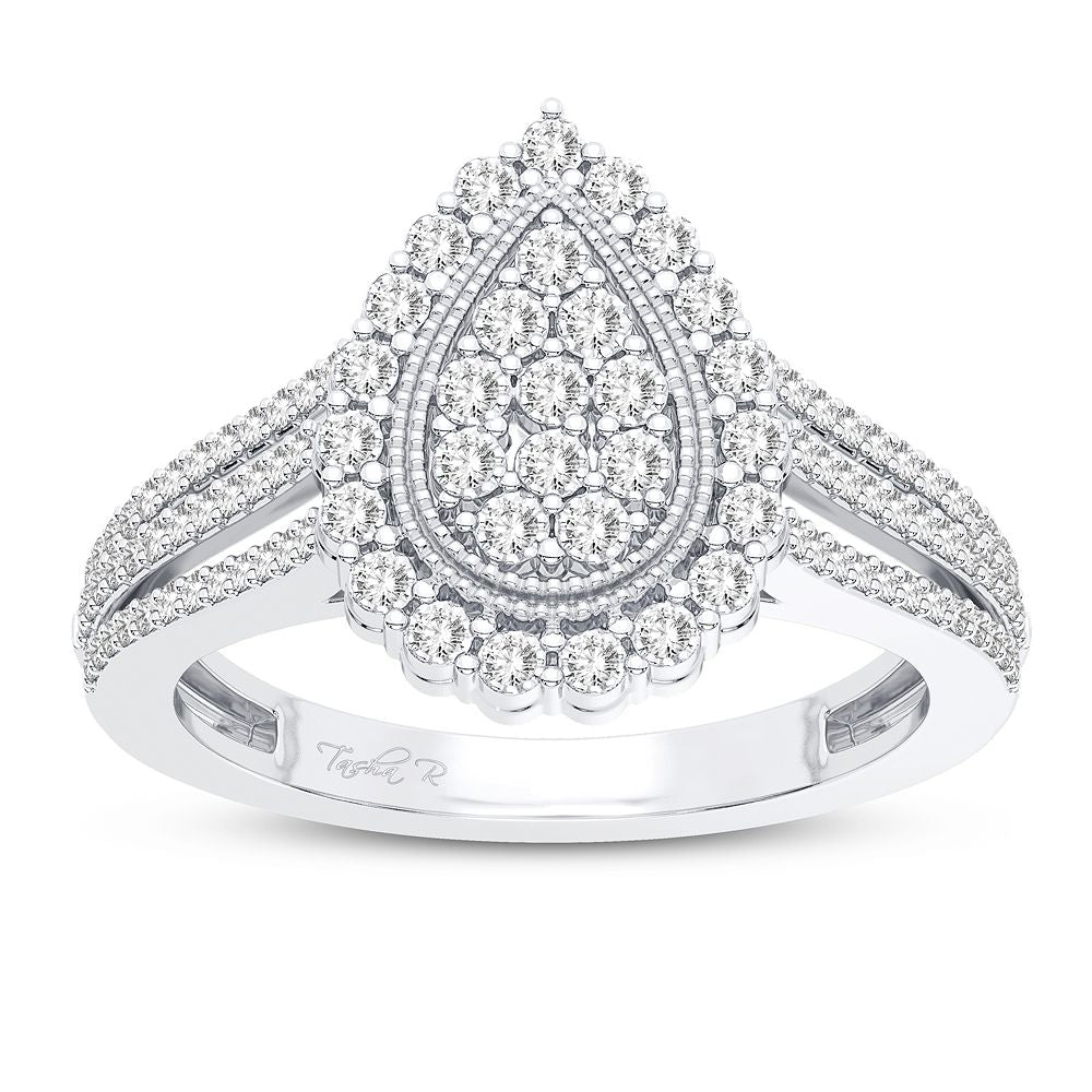 Chic 10k White Gold 0.20CT Lab Diamond Fashion Ring for Her