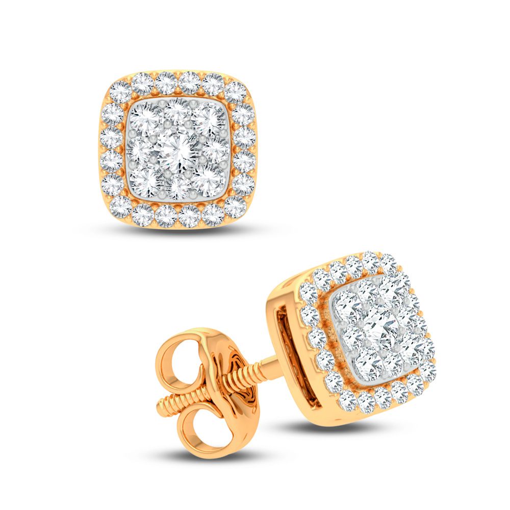 Brilliant Lab Diamond Earrings in 14k Yellow Gold
