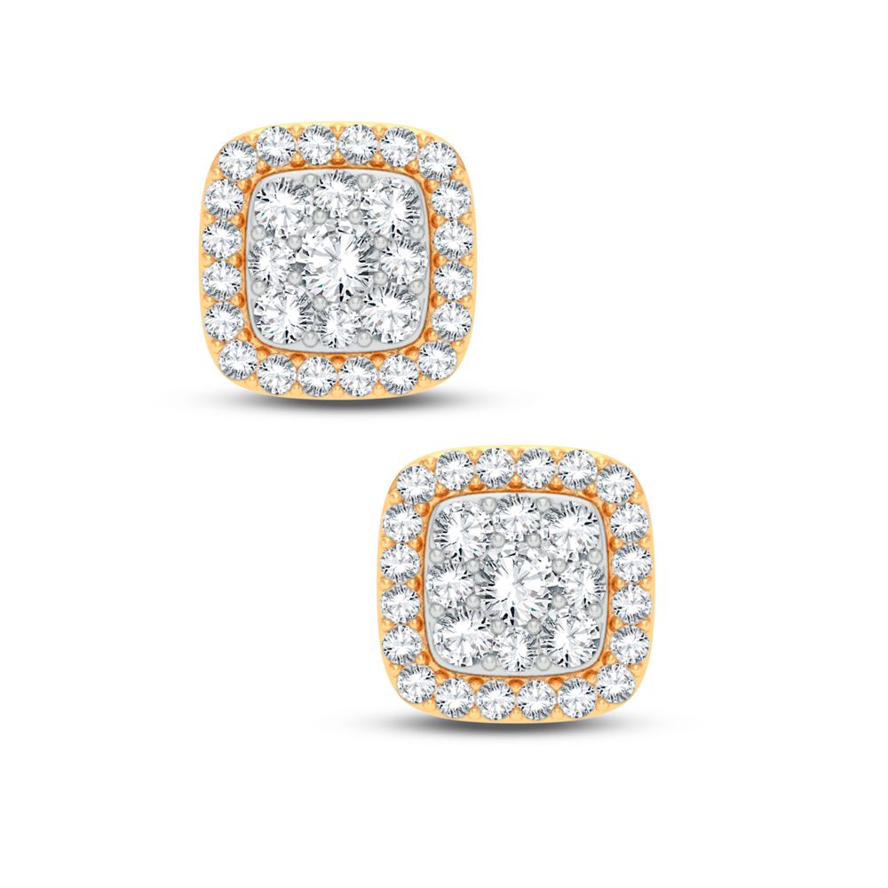 Brilliant Lab Diamond Earrings in 14k Yellow Gold