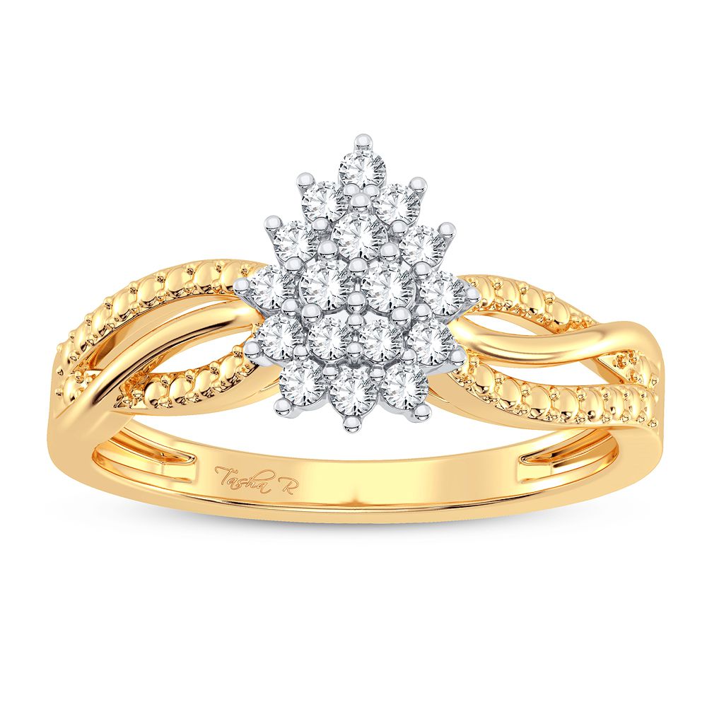 Chic 10k Yellow Gold Lab Diamond Womens Fashion Ring