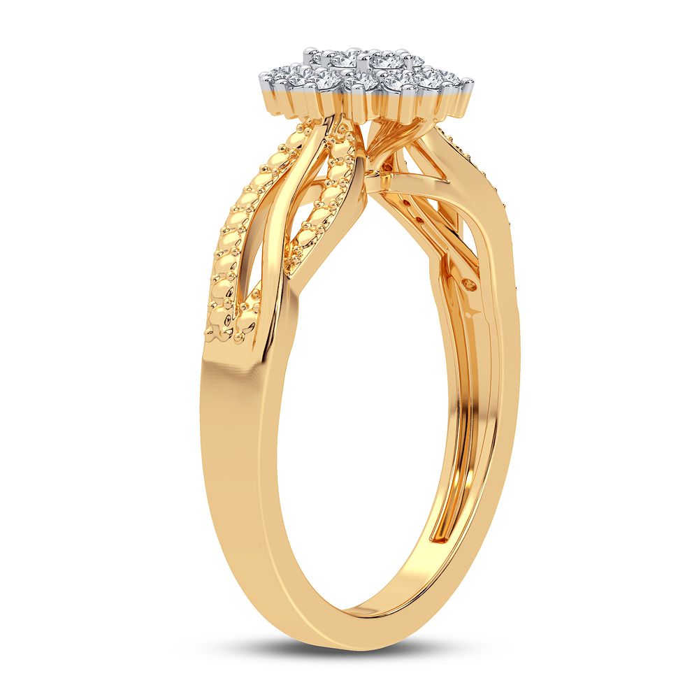 Chic 10k Yellow Gold Lab Diamond Womens Fashion Ring