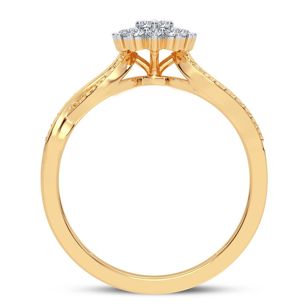Chic 10k Yellow Gold Lab Diamond Womens Fashion Ring