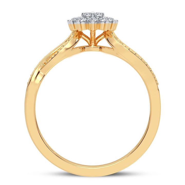 Chic 10k Yellow Gold Lab Diamond Womens Fashion Ring