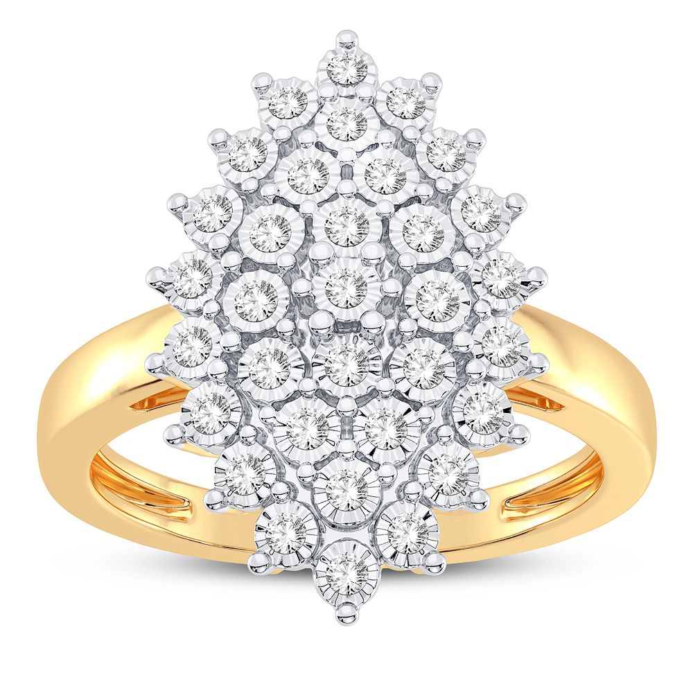 Chic 10k Yellow Gold 0.15CT Lab Diamond Womens Ring