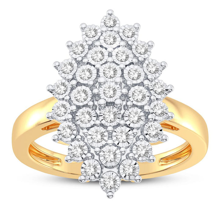 Chic 10k Yellow Gold 0.15CT Lab Diamond Womens Ring