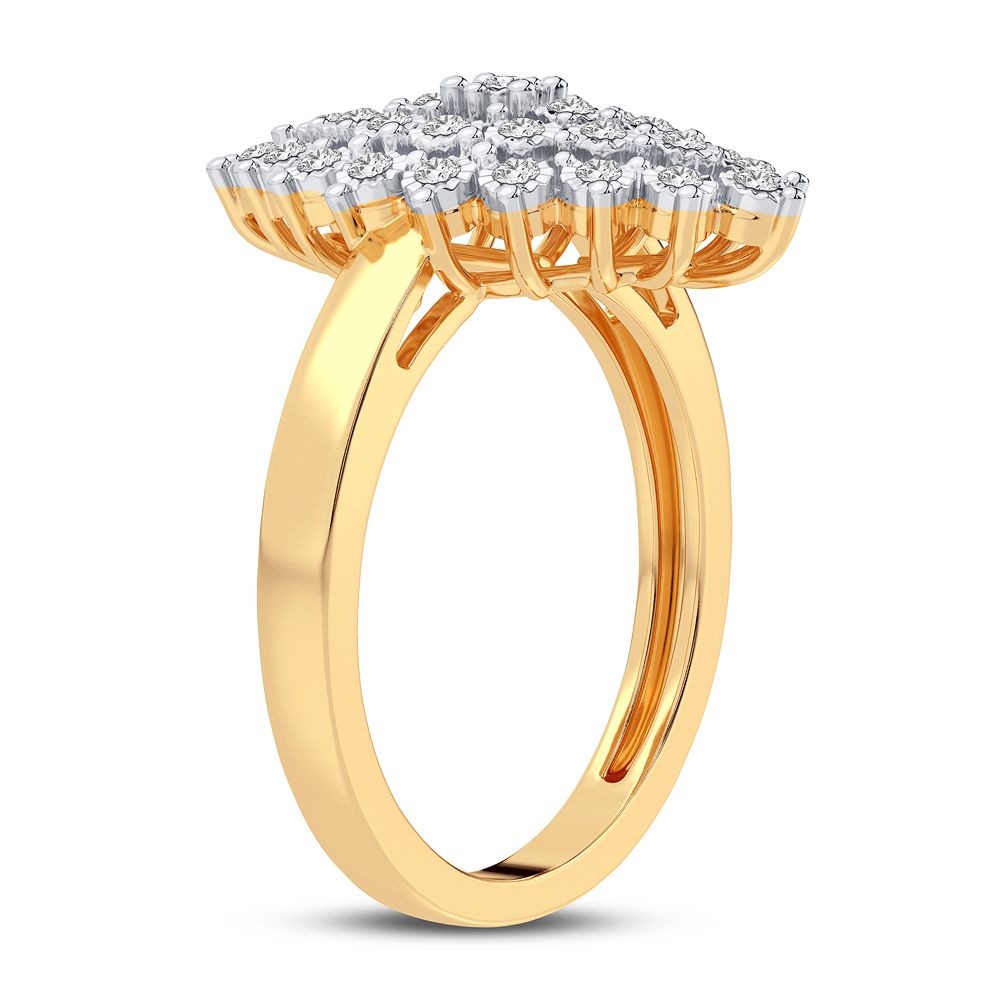 Chic 10k Yellow Gold 0.15CT Lab Diamond Womens Ring