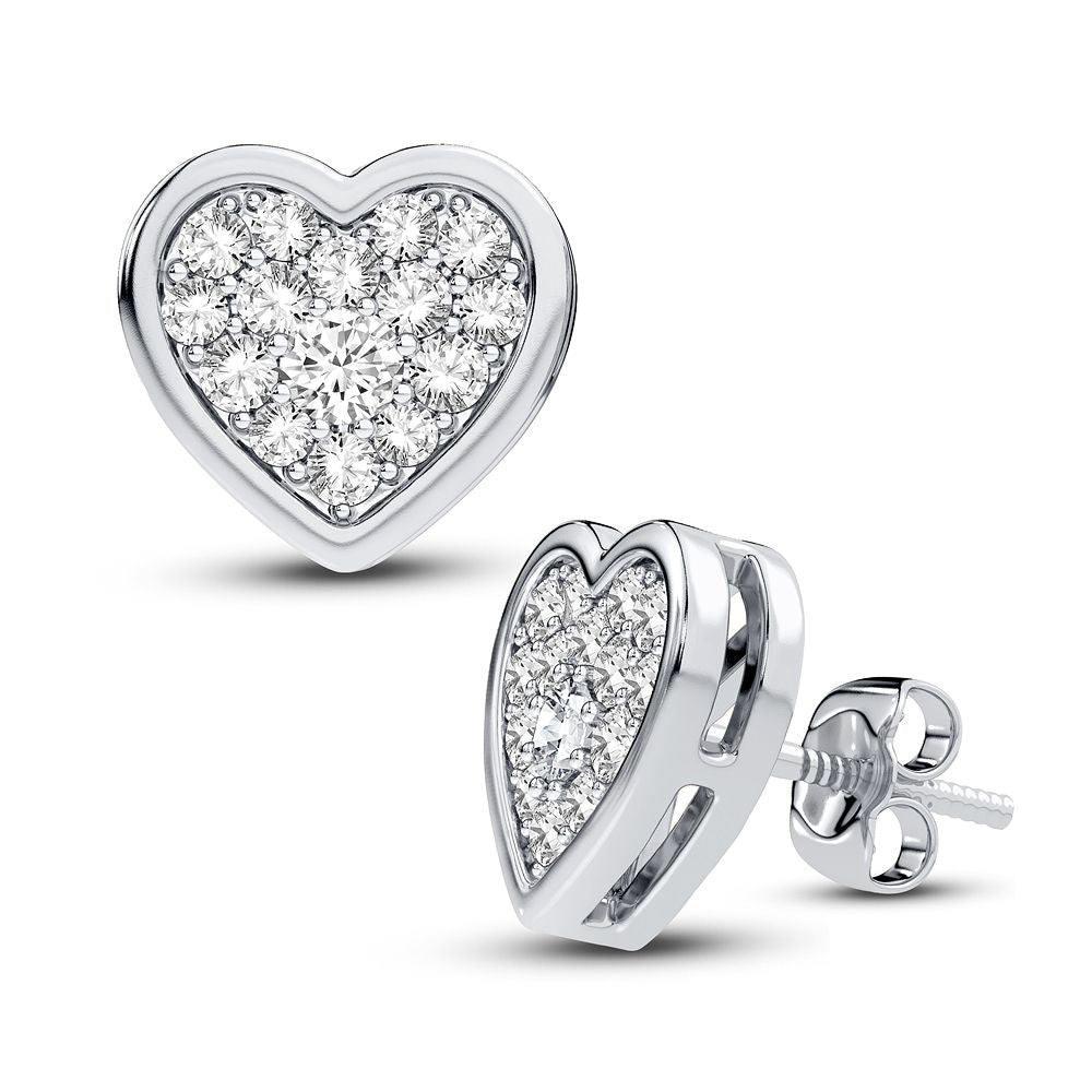 14k White Gold Lab Diamond Stud Earrings for Women