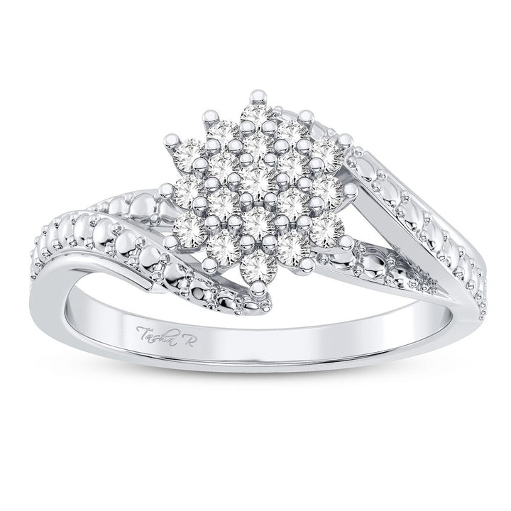 Chic 10k White Gold Lab Diamond Womens Fashion Ring 0.20CT